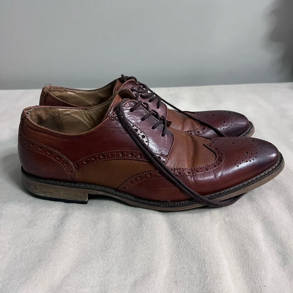 🤎✨ La Milano Gary II Cognac Leather Wingtip Oxfords Size 10.5 ✨🤎